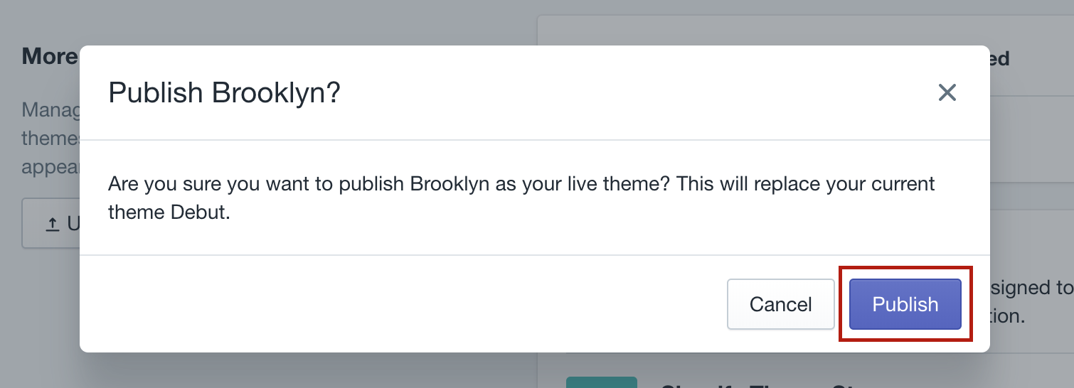 publish theme Shopify