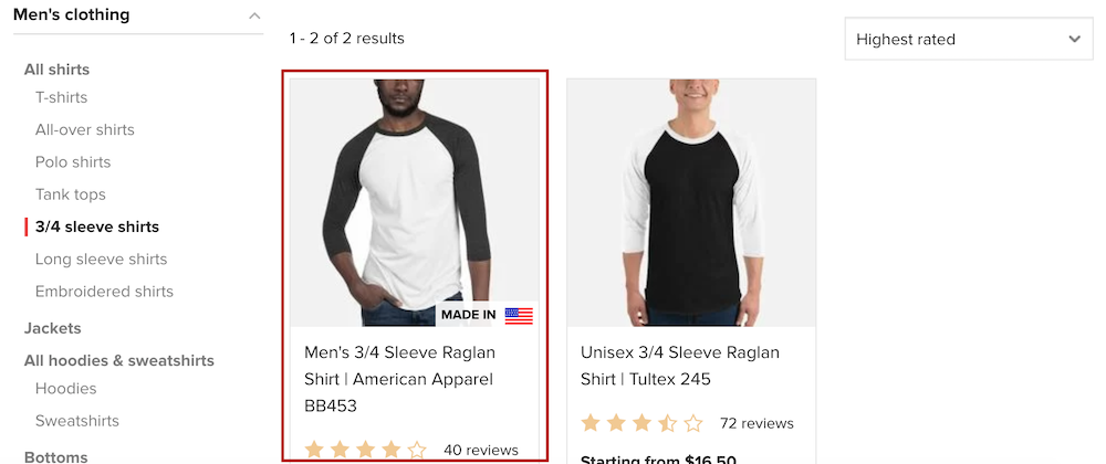 choose product Printful