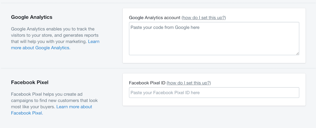 google analytics facebook pixel Shopify