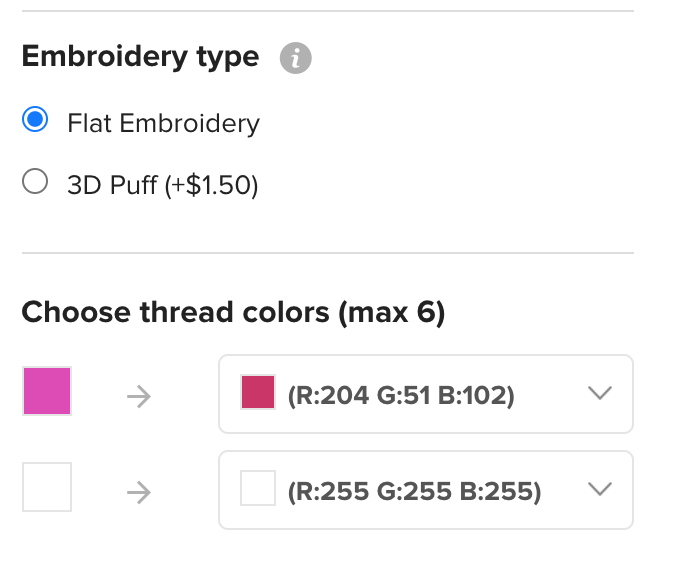 embroidery Printful